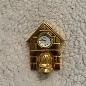 Gold Dog House Miniature Clock